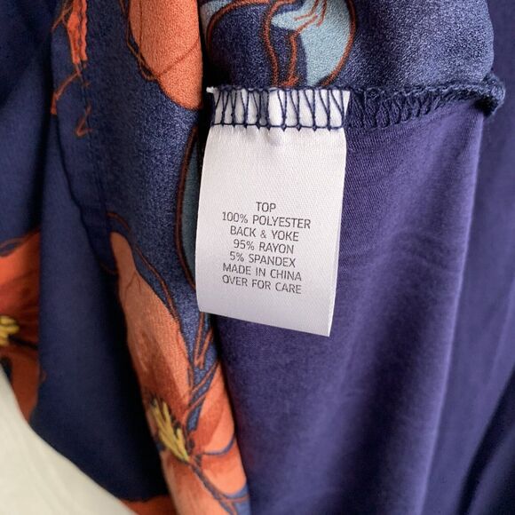 Fortune & Ivy Blue Red Floral Top Sleeveless Size XL NWOT - Picture 4 of 4